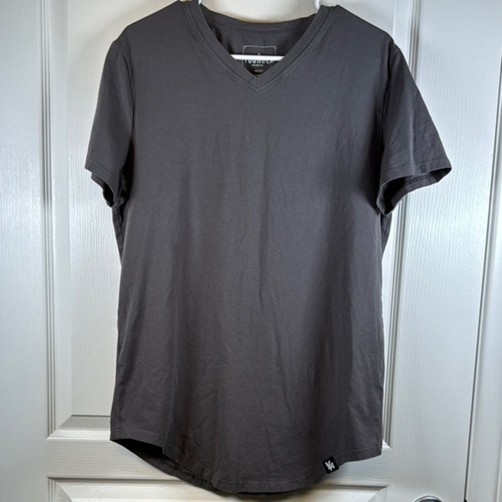 YoungLA Young LA Gray V-Neck Short Sleeve Shirt Size Med EUC #5616